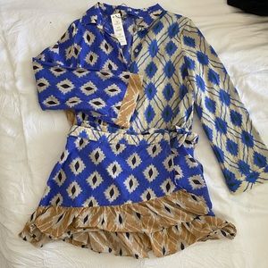 Zara Summer Blue Blouse and Skirt Print Set